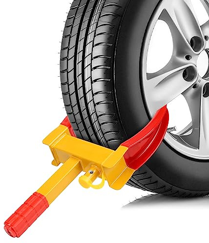 Ansobea 4 Stück Radkralle Reifenkrall mit 3 Schlüsselne, Wegfahrsperre Parkkralle Diebstahlsicherung PVC-Schutz, Schließzylinder aus Messing Radkralle für Anhänger für Autos, Wohnwagen, Anhänger