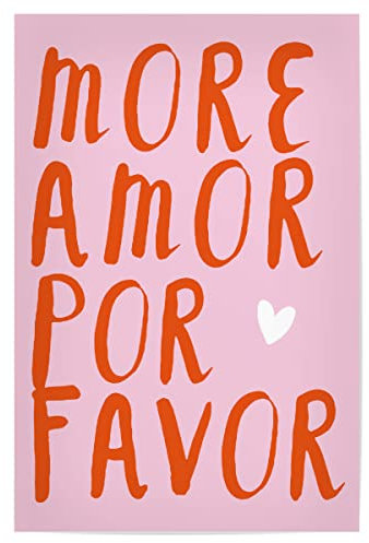 artboxONE Poster 60x40 cm Typografie More Amor por Favor - red - Bild Love bunt Funny Quote Love