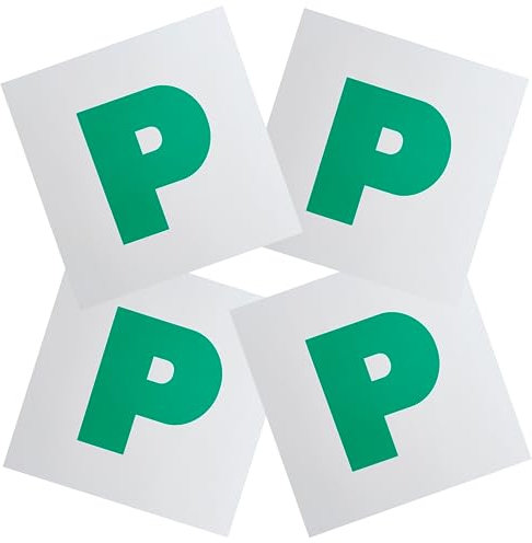 Fully Magnetic Car P Plates for New Pass Drivers Green P Plate with Strong Full Magnet Backing for Greater Adherence, Easy to Attach and Remove Pack of 2 or 4 (4)