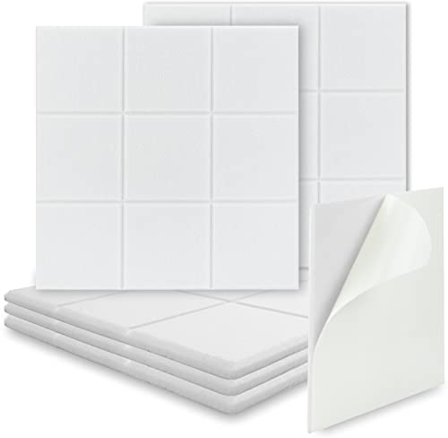 BXI Filz-Pinnwand - 30 x 30 x 0,9 cm 6 Stück Selbstklebende Visionstafel, Dickes, Stabiles Pinnbrett mit abgeschrägter Kante für Wanddekoration im Home Office und Klassenzimmer (Sudoku, weiß)