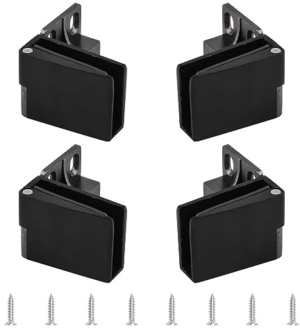 UFURMATE Moderne schwarze Zinklegierung, rahmenloses Glastürscharnier, 2 Stück, 90 Grad, seitlich montiert, selbstschließend, rutschfest, geeignet für 3–5 mm Glass