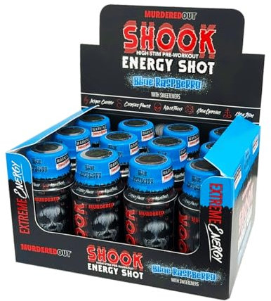 Murdered Out Shook Energy Shot High Stim Pre Workout Blue Raspberry 12X60ml