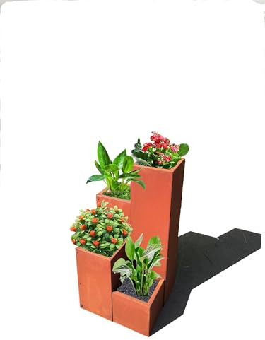 Zen Man 032003 Pot de fleurs de jardin en métal rouillé fait main L40B40H80 cm 9 kg