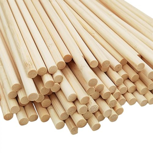 100 extralange natürliche Bambus-Rundstäbe, 0,8 cm, für Bastelarbeiten, Kunst- und Handwerksprojekte (30 cm lang)