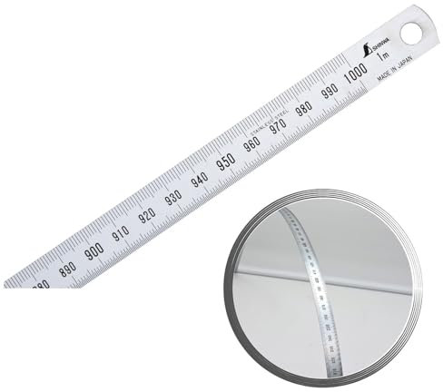 Shinwa 29033 Lineal aus Edelstahl 100 cm flexibel, biegsam - Stahllineal Metalllineal Schreinerlineal - 12547