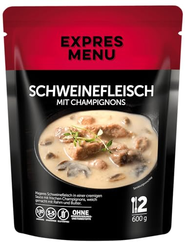 EXPRES MENU Schweinefleisch mit Champignons | mit Sahnesauce | Glutenfrei | Fertiggericht | 2 Portionen