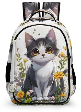 WCEECE Rucksack Katze Kinder Schultertasche Teenager Tier Schultasche Leichter Reise Outdoor Freizeit