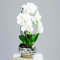 Spetebo Kunst Orchidee in silberner Schale - 53 cm - Dekoblume mit modernem Topf - Kunst Topfpflanze Zimmerpflanze Dekorpflanze Kunstblumen Pflanze künstlich