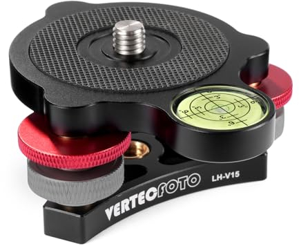 VERTECFOTO 【Upgraded】 Tripod Leveling Base : Bigger Bubble Level w/Crosshair, Fine Leveling Faster; Enlarged Lock knobs, Lock Easier, Perfect for a Smart Telescope or Panos; Max Load 33 Ib