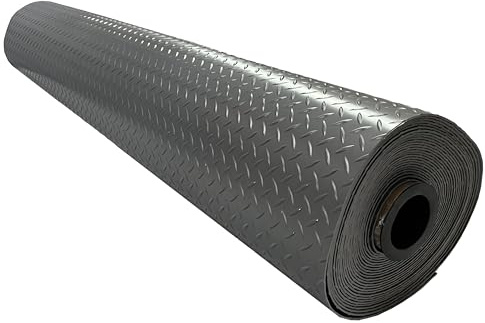 Shield Autocare © Heavy Duty PVC Vinyl Floor Matting Garage Industrial Work Gym Van Shed Non Slip Large Diamond Checker 1.5m Wide 3mm Thick Black | Grey | Silver (Grey, 1m x 1.5m)