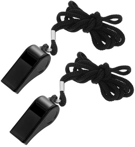 2 Stück Pfeife,Trillerpfeife Sportpfeifen mit Umhängeband,Schiedsrichter Pfeifen Whistle for Coaches Trillerpfeife Sportunterricht für Schulsport, Fußball, Hundetraining, Sportunterricht-Schwarz