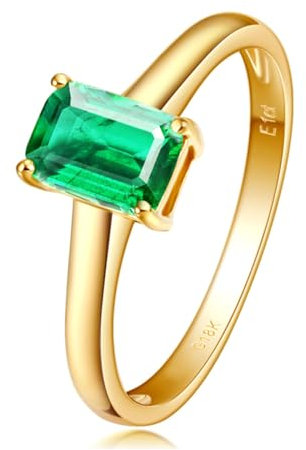 Bishilin Ehering Gold 585 Damen Einzeln, Ringe Verlobung Solitär mit 0.5ct Smaragd Trauringe Verlobungsringe Nickelfrei für Frauen Gr.58 (18.5)