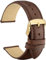 WOCCI 17mm Cinturino in Pelle Retrò con Fibbia Dorata per Uomo e Donna, Cinturini di Ricambio (Marrone Scuro)