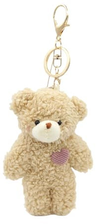 Kotkiddy Bärenplüsch-Schlüsselanhänger Spielzeug für Kinder mit lila Herz 13 cm gestopfter Teddy Plüsch-Rucksack Tasche Anhänger Geschenk für Mädchen