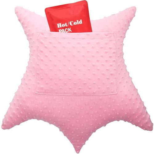 BNRendles Sternförmiges Hysterektomie-Kissen für Bauchchirurgie mit 2 Taschen, Hysterektomie-Kissen, ein Muss zur Genesung, Geschenk nach Operationen, Bauchdecken-Bauchkissen, Minky Dot Coral