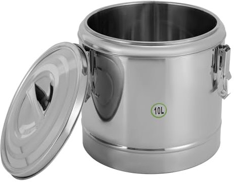 Garbenat Secchio isolato da 10 l, per alimenti con coperchio, in acciaio inox 304, isolamento termico e freddo, apertura 30 cm, contenitore per zuppe, secchio per cubetti di ghiaccio isolato