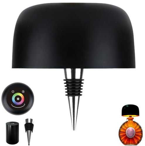 Wireless Bottle Lamp Shade, Bottle Lamps for Liquor Bottles Rechargeable Touch Table Lamp with Timer Switch & Multiple Light Color Dimmable for Home, Office, Bar, Travel (Black)
