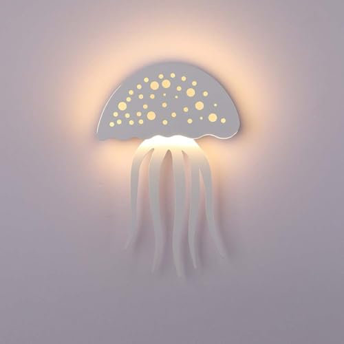 AoLa 12W LED Wandleuchte Innen Quallen Wandlampe Modern Kinderzimmer Deko Lampe 3000K Warmes Weiß Nachttischlampe Kreativ Jellyfish Design Jungen Mädchen Zimmer Nachtlicht für Babyzimmer Wohnzimmer