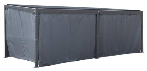 Hespéride - Rideaux pour pergola biocliamtique Avila Ardoise 6 x 3,5m en Polyester