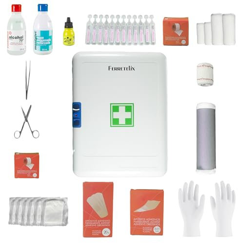 Ferretelix® Botiquin Primeros Auxilios Armario 40 CM X 32 x 18 con dotacion Homologado para viviendas turisticas, casa, Oficina