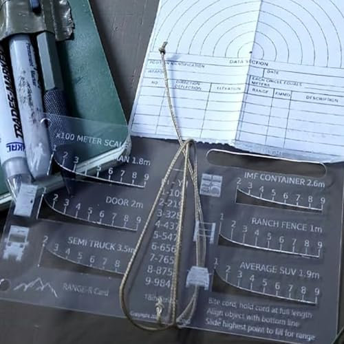 Entfernungsmesserkarte, Jagd-Entfernungsmesserkarte Mit 6 Absehen, Tragbarer Analoger Taschen-Entfernungsmesser, Flexibler 900-m-Messschieber Für Outdoor-Schießtraining (D)