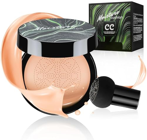 Mushroom Head Air Cushion CC Cream, Pilzkopf Luftkissen CC Creme, BB Creme Feuchtigkeitsspendende und Aufhellende Cushion Foundation Concealer Make Up Beauty Cream (04#Nude, 20G)