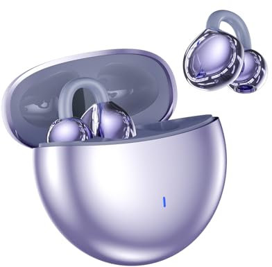 Xmenha Clip on Earphones Wireless Bluetooth Open Ear Earbuds Noise Cancelling Waterproof Sports Clip on Headphones for iPhone Android Men Women Commuting Workout Outdoor