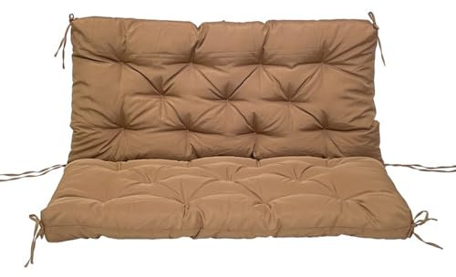 ZxrFxr Thick Garden Bench Cushion Waterproof: 2/3/4 Seater Replacement Cushions Swing Seats Patio Lounger Bench Swing Hammock with Backrest for Outdoor Furniture Garden (Light brown, 120CM)