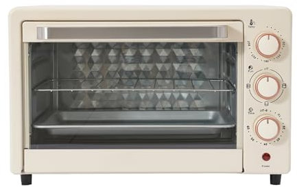 Lilyeriy Mini forno compatto da 22 litri con funzione pizza e finestra di visualizzazione, da 120 °C a 250 °C, timer da 60 minuti, 1000 Watt, bianco