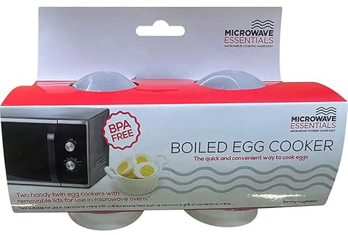 Microwave Essentials Boiled Egg Cooker, BPA-Free, Twin Pack with Removable Lids