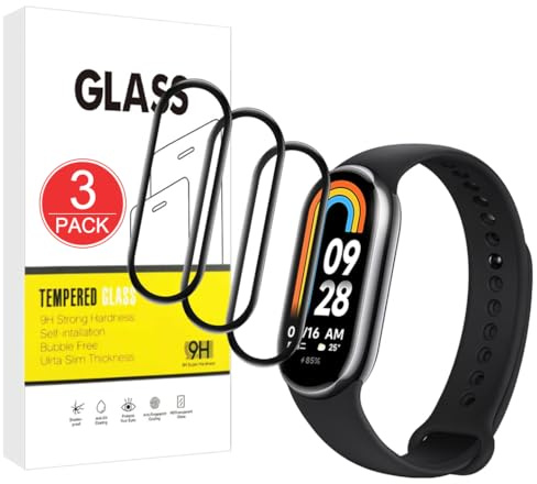 X-Dision [3 Pack Protector de pantalla Compatible con Xiaomi Mi Smart Band 8,[Resistente a los arañazos][Cubierta completa curvada en 3D] Protector para Xiaomi Mi Smart Band 8