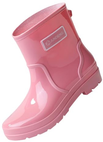 Laquieio Stivali Da Acqua Donna Pioggia Economici Impermeabili Antivento Molto Comodi Gomma Scarpe Da Lavoro All'aperto Stivali di Gomma Per Donna -1, rosa, 36 EU