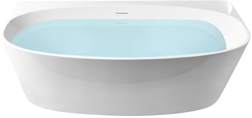 Beliani Vorwand-Badewanne Weiß Acryl Glänzend Oval Modernes Design | 170 x 80 cm, Belastbarkeit 600 kg