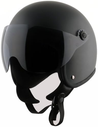 Bores Bogo 1 Jethelm mit Visier Designed by Gensler, CE-EN1077 Sportprüfung Ohne ECE, Schwarz-Matt, Größe XS, 50 cm