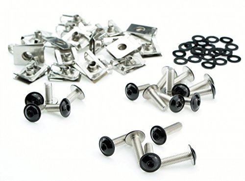 Motorrad Schrauben Mix Set Verkleidung M6 Federmuttern 6mm Edelstahl schwarz rostfrei V2A