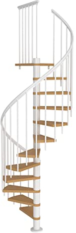 DOLLE Spindeltreppe Montreal Höhe 252-282 cm Stufen Buche Unterkonstruktio weiß Durchmesser 120 cm