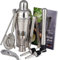 Oak & Steel - 10 Pièces Ensemble-Cadeau Shaker à Cocktail Professionnel en Acier Inoxydable - Kit Barman avec Livre de Recettes Cocktail & Shot - Cadeau de Noël