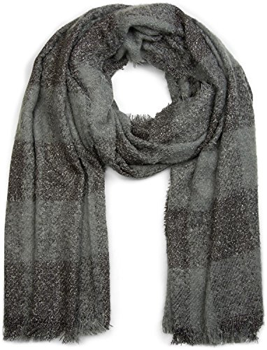 styleBREAKER Unisex Schal mit Vichy Karo Muster und Fransen, Winter Strickschal kariert, sehr weich und warm 01018146, Farbe:Grau-Schwarz