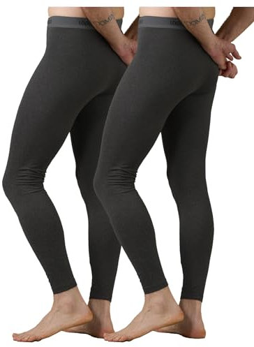 LAPASA Herren Innenfleece Thermo Unterhose, Thermohosen 2er Pack Funktionsunterwäsche Wärmer Thermoflux M56, L, Dunkelgrau (Wärmer)