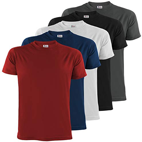 ALPIDEX T-Shirt Magliette da Uomo Confezione da 5 con girocollo - Taglie S M L XL XXL 3XL 4XL 5XL, Taglia:M, Colore:Fire