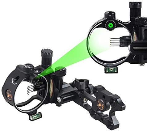 Bogen Visier 5 Pin / 7 Pin Bogenvisier Retina Micro Einstellbar Jagdvisier mit Bogen Viesier Licht Aluminiumlegierung Zielvorrichtung Compoundbogen Anblick Bogensport Zubehör (DB9150 Schwarz(5 pin))