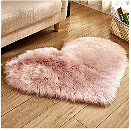 Dasongff Liebe Herz Teppich Flauschige Kunstpelz Fleece für Wohnzimmer, weiche warme Liebe Herzform Hochflor Teppich Holzboden Fliesen Teppich für Wohnzimmer Schlafzimmer Sofa