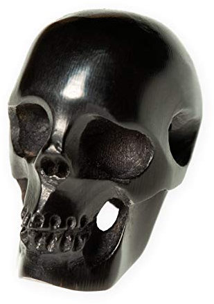 Fly Style Totenkopf Perlen aus Horn für Halsband oder Armband, Grösse:groß, Bohrung:horizontal