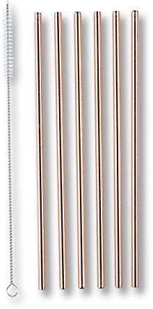 ECHTWERK Edelstahl-Trinkhalme, wiederverwendbare Strohhalme, 6er Set, Cocktail Zubehör, aus Edelstahl inkl. Reinigungsbürste, nachhaltig, Trinkhalm: 21,5 cm, Bürste: 23 cm, Kupfer Edition