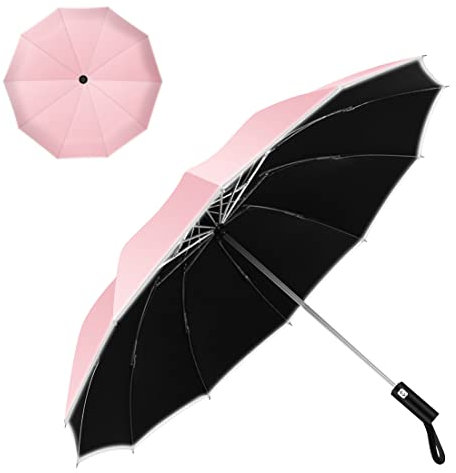 Ombrello Portatile Automatico Antivento, Lively Life Ombrello Pieghevole Compatto con Auto Apri/Chiudi, Impugnatura Antiscivolo e 10 Stecche Rinforzate Ombrello da Viaggio - Rosa