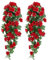 Yiyifor Blumen Künstlich, 2 pcs Künstliche Hängepflanzen Künstliche Blumen Rosen Rot für Außen- und Innenhochzeit Wand Dekoration (Rot)