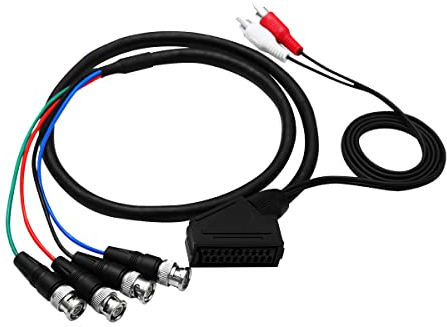 XTPTFABS Female RGB Euro SCART to 4 RGB BNC and 2 RCA Adapter Audio Video Gaming Cable, Use for Sony PVM BVM Series Monitors,JVC Series TM-H1750CG TM-H1950CG Monitor, Neo Geo CD Console etc