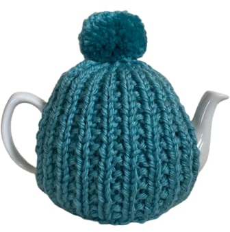 Lagoon Blue Hand Knitted Tea Cosy - Fits 4 to 6 Cup Teapot