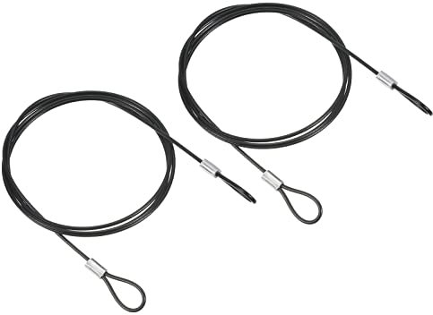 PATIKIL 3.3Ft Safety Cable Lock, 2 Pack Stainless Steel 2mm Dia Security Wire Rope with Double Loop for Stage Lighting Luggage Lock Black