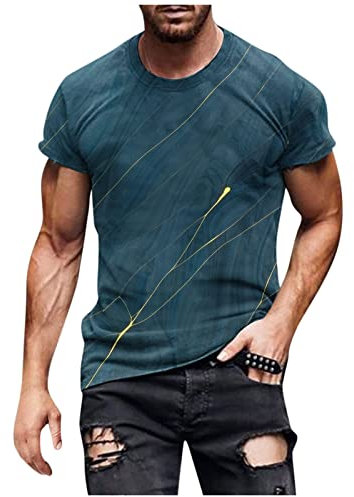 Tshirt Herren Lässiges Oberteile mit Cool 3D Druck Pullover Kurzärmlige Sommer Tops mit Rundhals Basic-Shirt Bequeme Tunika Bluse Streetwear T-Shirt Für Männer